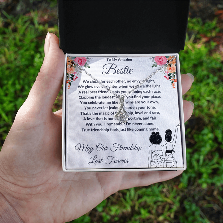 To My Best Friend - Ribbon Shaped Diamond Cut Necklace ShineOn Fulfillment