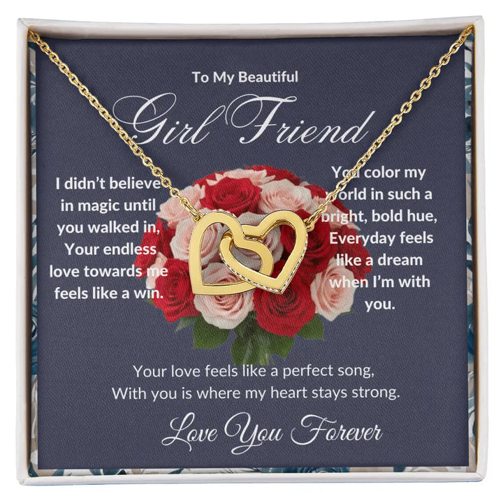 "To My Girl Friend" - Interlocking Hearts Diamond Cut Necklace ShineOn Fulfillment