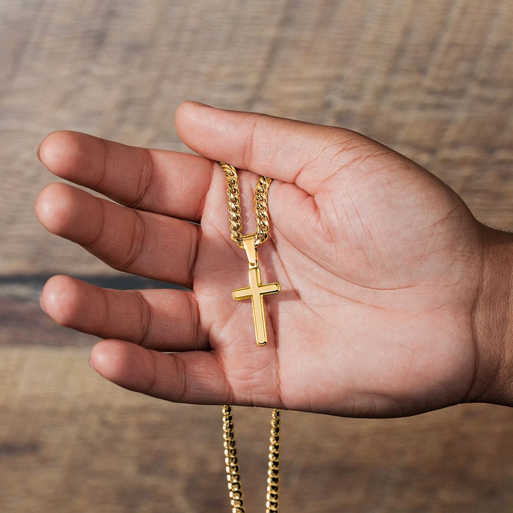 Powerful Motivation Message - Artisan Cross With Cuban Link Chain ShineOn Fulfillment