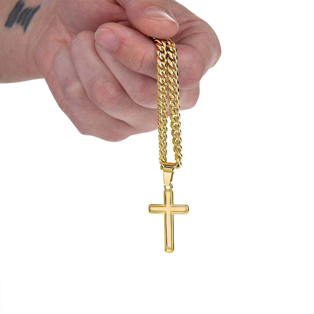 Powerful Motivation Message - Artisan Cross With Cuban Link Chain ShineOn Fulfillment